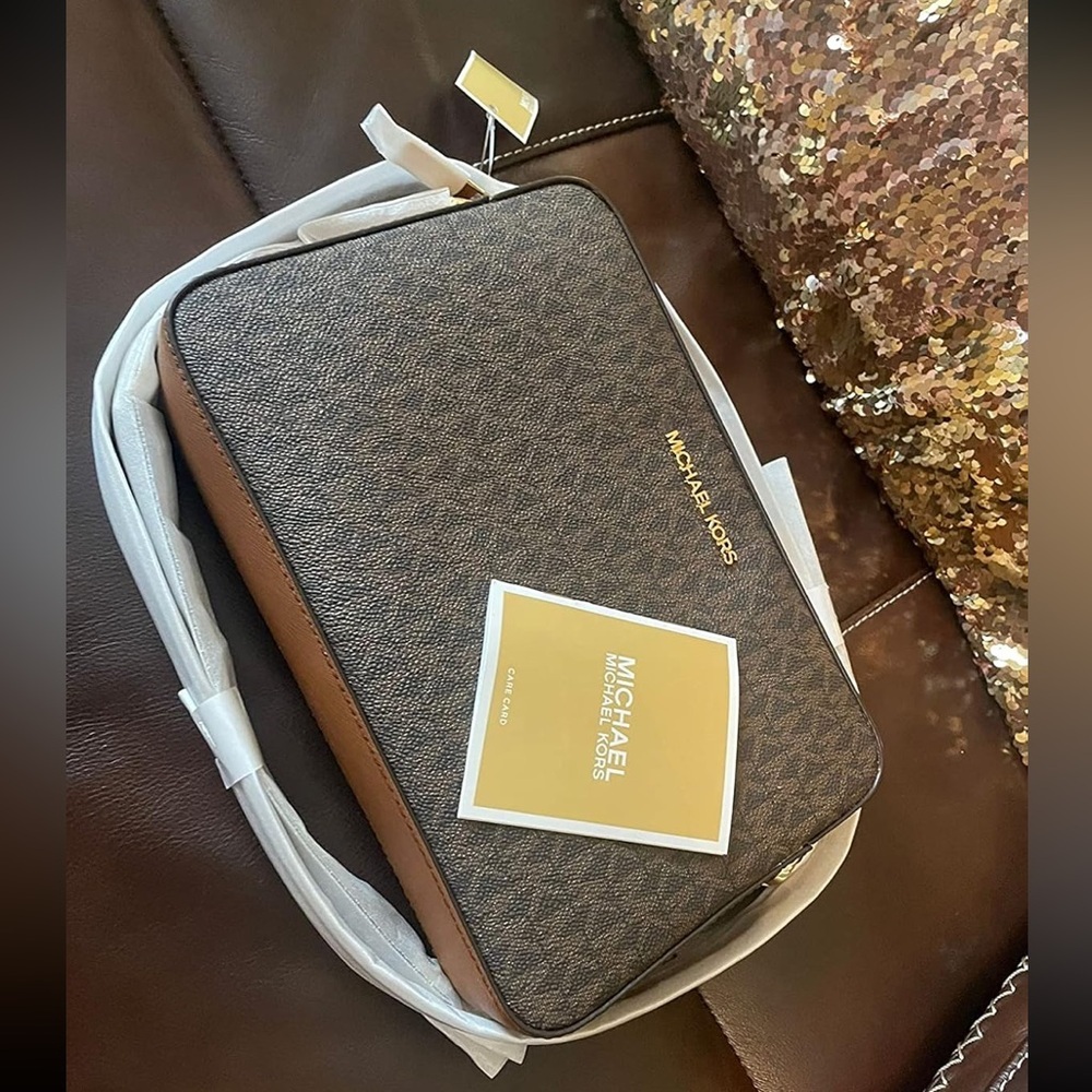 Michael Kors Women’s Brown Monogram Adjustable Strap Crossbody/Shoulder Bag |NEW - Picture 11 of 12
